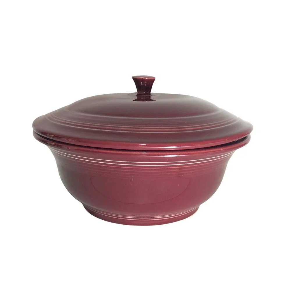 Fiestaware Burgandy Covered Lidded Casserole‎ Dish USA HLC Fiesta